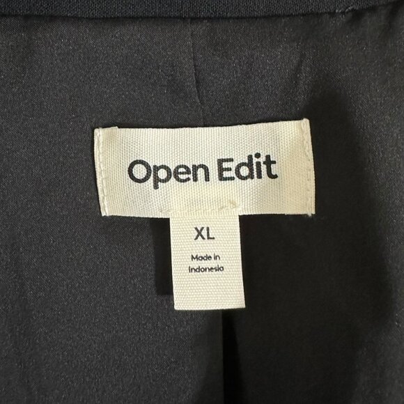 Open Edit Women's Size XL Open Front Raw Edge Sleeve Opening Black Vest NEW - Picture 4 of 6